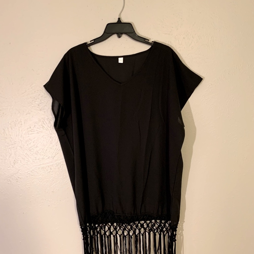 Women’s Crochet Tunic Black Beach Cover Dress